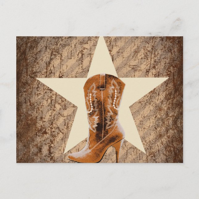 rustic texas lone star western country cowgirl postcard (Front)