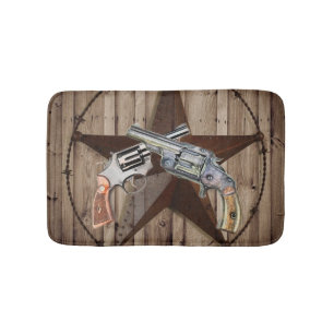 rustic texas star cowboy pistols western country bath mat