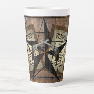 Rustic Texas Star Western Dual Pistols Wanted Sign Latte Mug