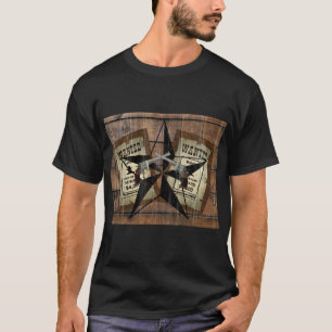 Rustic Texas Star Western Dual Pistols Wanted Sign T-Shirt