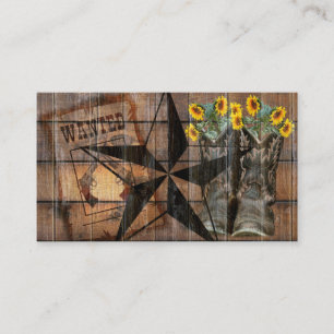 Rustic Texas Star Western Pistol Cowboy Boots Business Card
