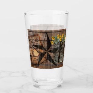 Rustic Texas Star Western Pistol Cowboy Boots Glass