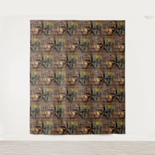 Rustic Texas Star Western Pistol Cowboy Boots Tapestry