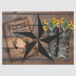 Rustic Texas Star Western Pistol Cowboy Boots Tissue Paper