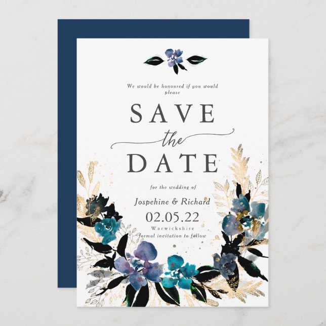 Rustic Text template wedding save the date (Front/Back)