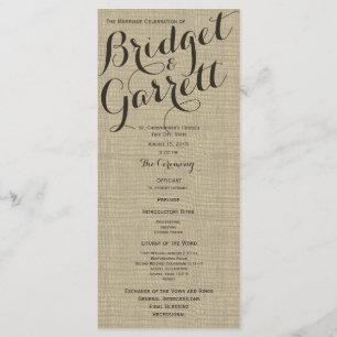 Rustic Text Wedding Program Programme