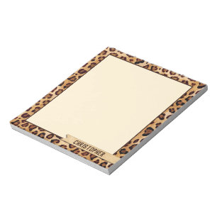 Rustic Texture Leopard Print Add Name Notepad