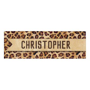 Rustic Texture Leopard Print Add Name Tag