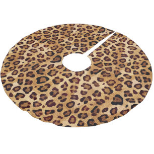 Rustic Texture Leopard Print Brushed Polyester Tree Skirt