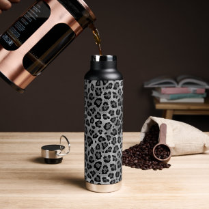 Rustic Texture Leopard Print Grey Water Bottle