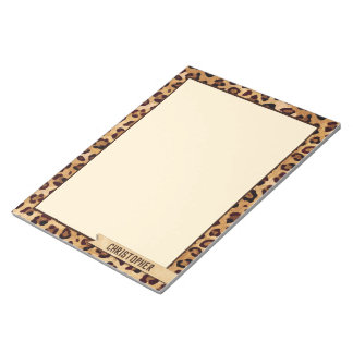 Rustic Texture Leopard Print Personalised Notepad