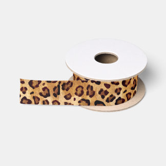 Rustic Texture Leopard Print Satin Ribbon