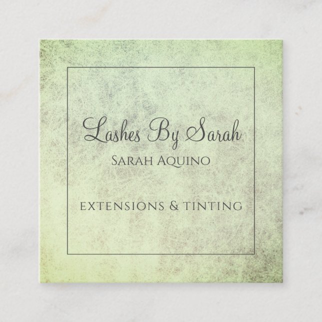 Rustic Texture Sage Green Lash Extensions Beauty Square Business Card (Front)