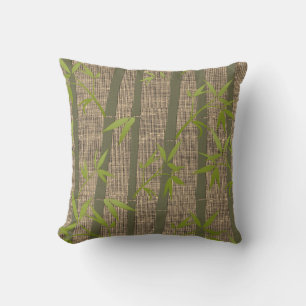 Rustic Textured Bamboo Plant  Canvas Pillow