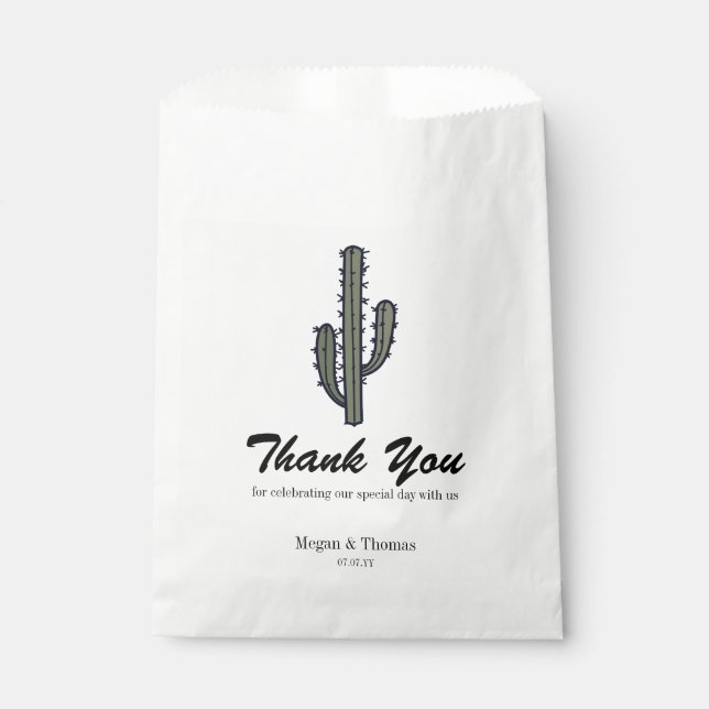 Rustic Thank You Cactus Wedding Treat Favour Bags (Front)