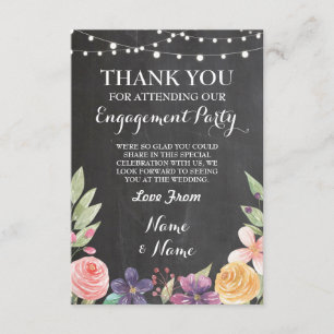 Rustic Thank You Card Wedding Chalk Flowers Invite