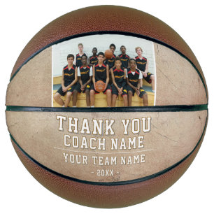 Rustic Thank you Coach Team Name and Photo Basketball