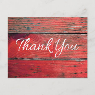 Rustic Thank You Distressed Red Wood Postcard