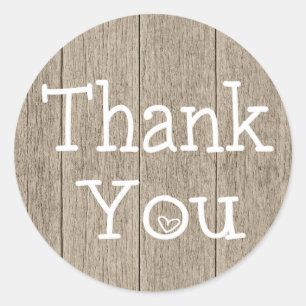 Rustic Thank You Distressed Wood Classic Round Sticker