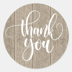 Rustic Thank You Distressed  Wood Country Wedding Classic Round Sticker