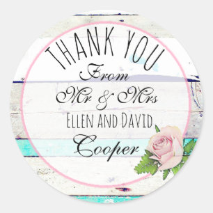 Rustic Thank You Floral Wedding Sticker
