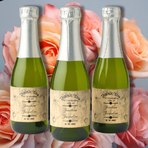 Rustic "Thank You For Celebrating With Us" Mini Sparkling Wine Label