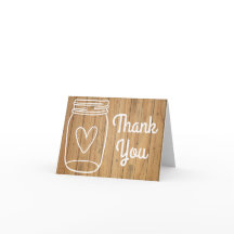 Rustic Thank You Mason Jar Brown Wood Wedding