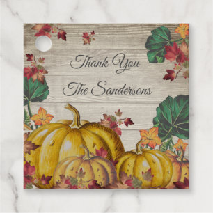 Rustic Thank YOU Orange Pumpkin Fall Leaves Wood Favour Tags