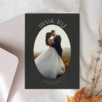 Rustic Thank You Oval Frame Charcoal Wedding Photo