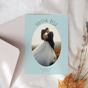 Rustic Thank You Oval Turquoise Wedding Photo Card