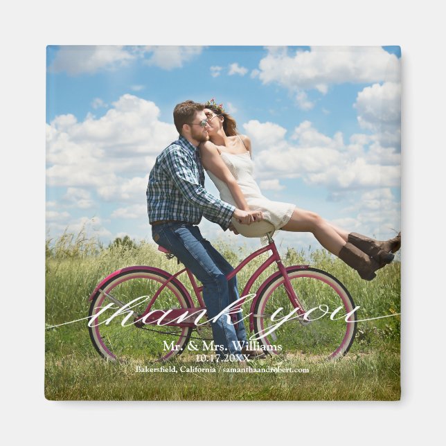 Rustic Thank You Photo Wedding Magnet (Front)