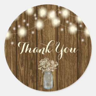 Rustic Thank You Sticker, Thank You Tag, Rustic Classic Round Sticker