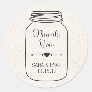 Rustic, Thank You Stickers with Mason Jar