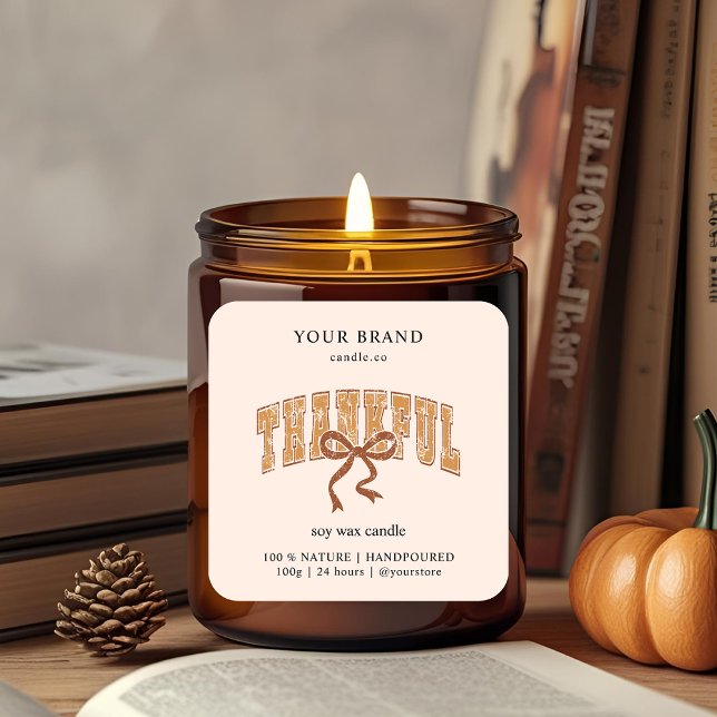 Rustic Thankful Candle Label | Custom  (Creator Uploaded)