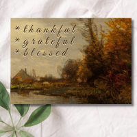 Rustic Thankful Grateful Blessed Autumn Cottage