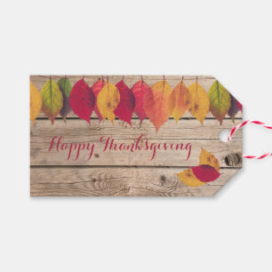 Rustic Thanksgiving Autumn Colourful Leaves Borde Gift Tags