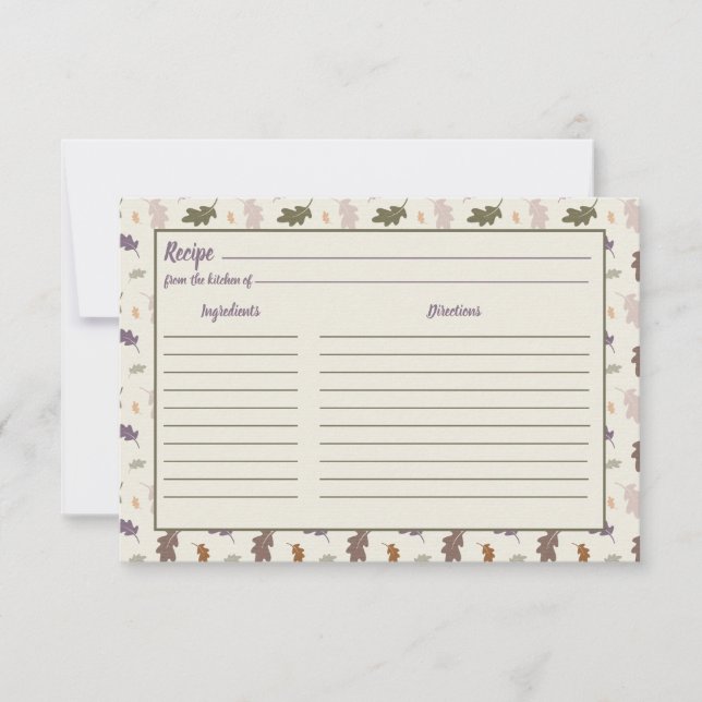 Rustic Thanksgiving Autumn Leaves Recipe (Front)