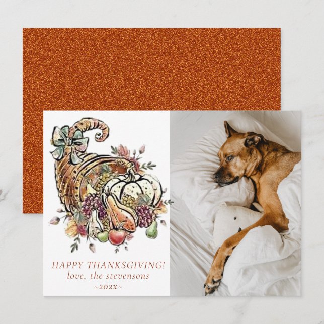 Rustic Thanksgiving Autumn Pumpkin Patch Gourds Holiday Card (Front/Back)