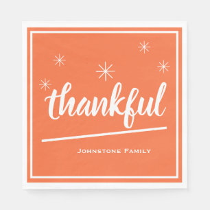 Rustic Thanksgiving Custom Family Name Paper Napkin