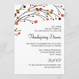 Rustic Thanksgiving Dinner Fall Invitation