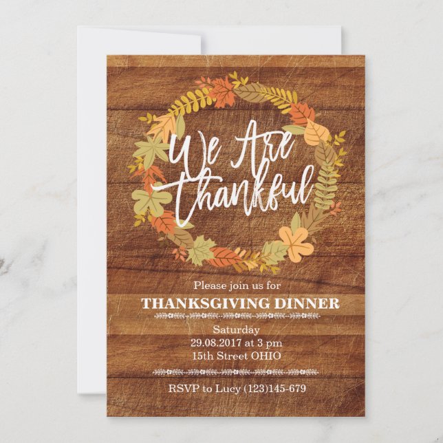 Rustic Thanksgiving Dinner Invitation (Front)