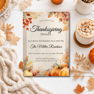 Rustic Thanksgiving Dinner Invitation