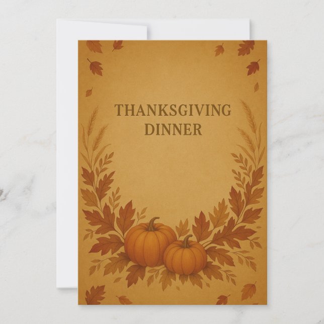 Rustic Thanksgiving Dinner Invitation | Pumpkins (Front)