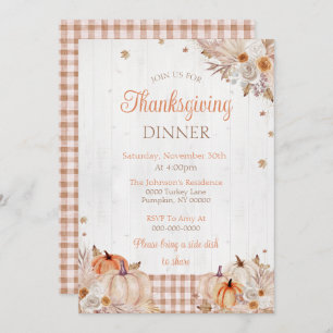 Rustic Thanksgiving Dinner Party Invitation