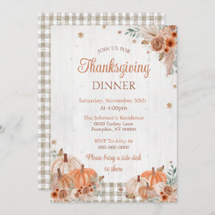 Rustic Thanksgiving Dinner Party Invitation