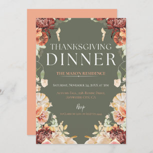 Rustic Thanksgiving Dinner Pumpkin Invitation