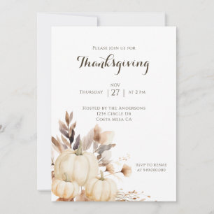 Rustic Thanksgiving Dinner Pumpkin Invitation