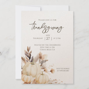 Rustic Thanksgiving Dinner Pumpkin Invitation