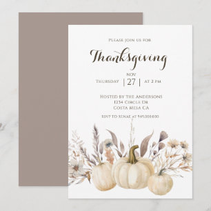 Rustic Thanksgiving Dinner Pumpkin Invitation