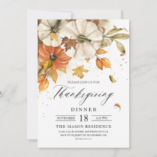 Rustic Thanksgiving Dinner Pumpkin Invitation